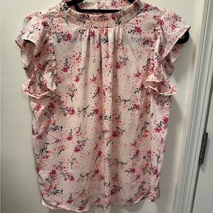Floral Pink Ruffle Sleeve Top